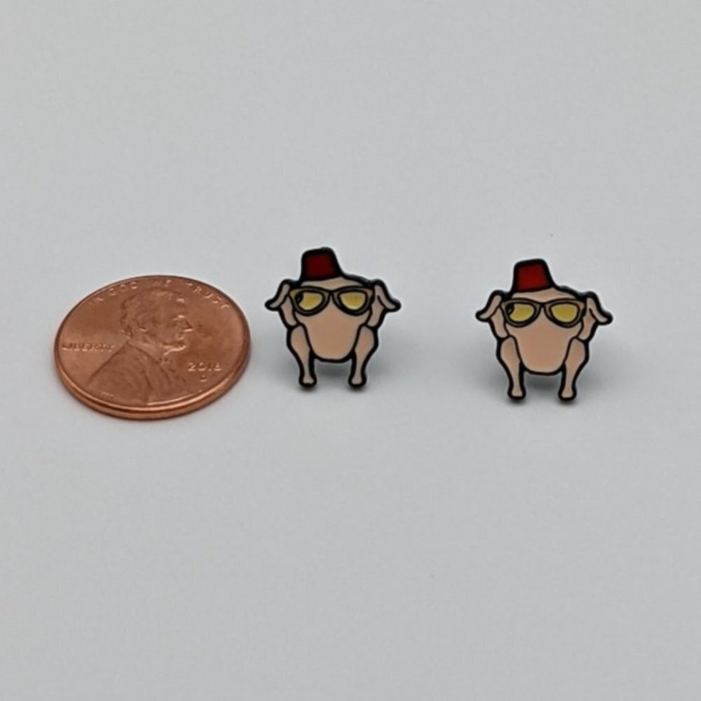 Friend's Turkey head acrylic stud earrings Thanksgiving - Picture 4 of 5
